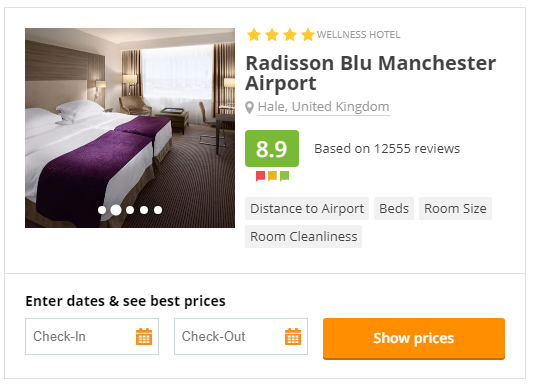 Radison Blu Hotel nearest to Manchester Airport
